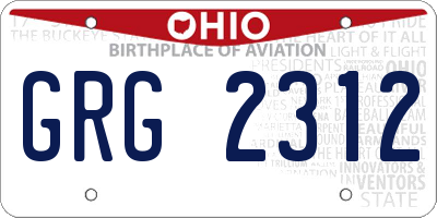 OH license plate GRG2312