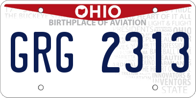 OH license plate GRG2313