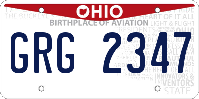 OH license plate GRG2347