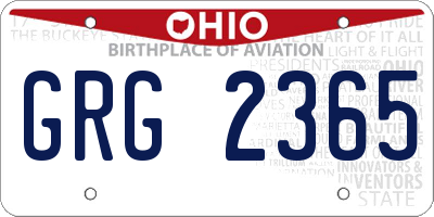 OH license plate GRG2365