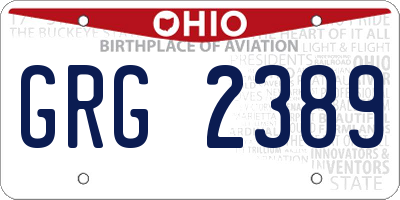 OH license plate GRG2389