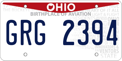 OH license plate GRG2394