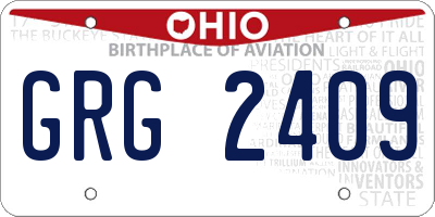 OH license plate GRG2409