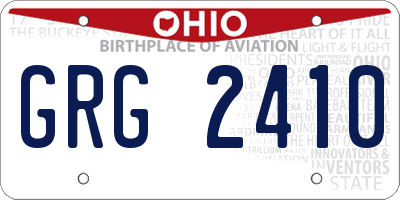 OH license plate GRG2410