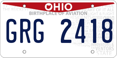 OH license plate GRG2418