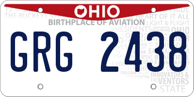 OH license plate GRG2438