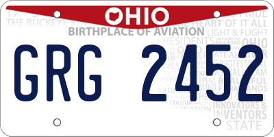 OH license plate GRG2452