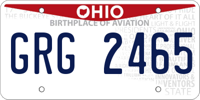 OH license plate GRG2465