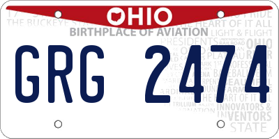 OH license plate GRG2474