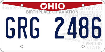 OH license plate GRG2486