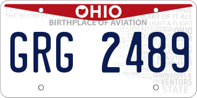 OH license plate GRG2489
