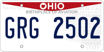 OH license plate GRG2502