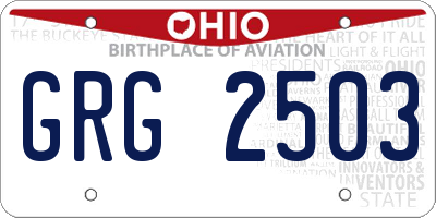 OH license plate GRG2503