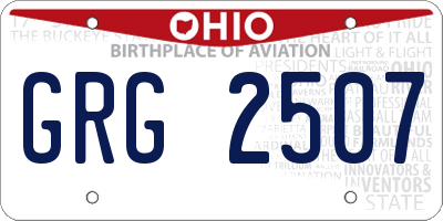 OH license plate GRG2507