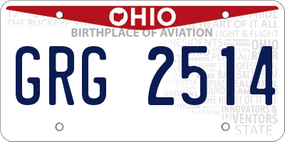 OH license plate GRG2514