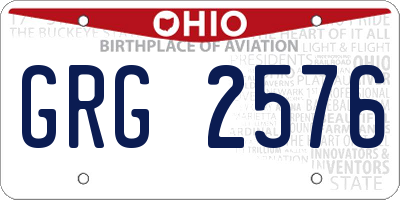 OH license plate GRG2576