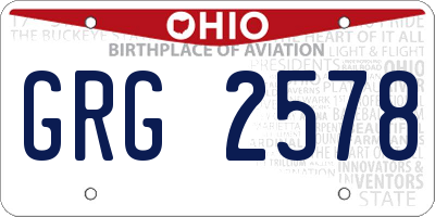 OH license plate GRG2578