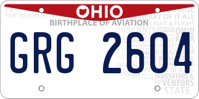 OH license plate GRG2604