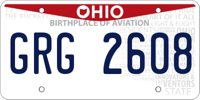 OH license plate GRG2608