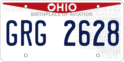 OH license plate GRG2628