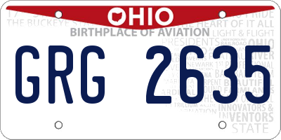 OH license plate GRG2635