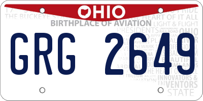OH license plate GRG2649