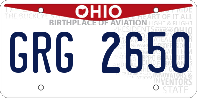 OH license plate GRG2650