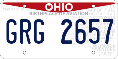 OH license plate GRG2657