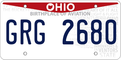 OH license plate GRG2680