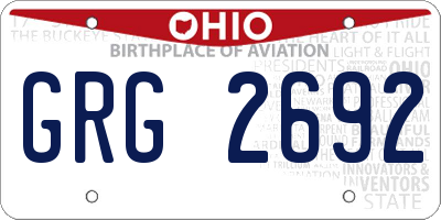 OH license plate GRG2692