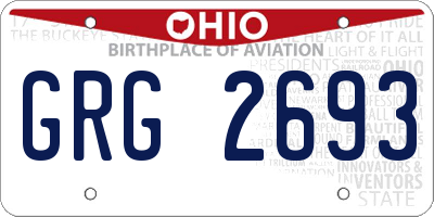 OH license plate GRG2693