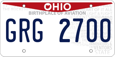 OH license plate GRG2700