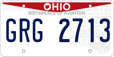 OH license plate GRG2713