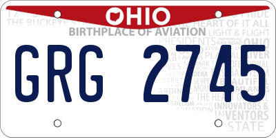 OH license plate GRG2745