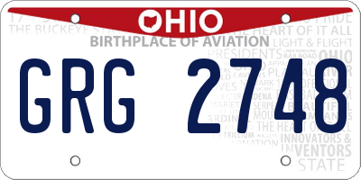 OH license plate GRG2748