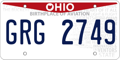 OH license plate GRG2749
