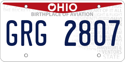 OH license plate GRG2807