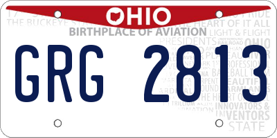 OH license plate GRG2813