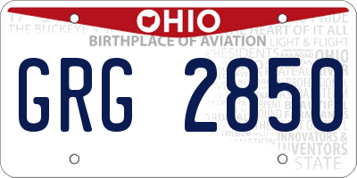 OH license plate GRG2850