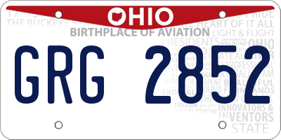 OH license plate GRG2852