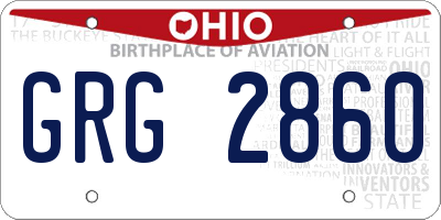 OH license plate GRG2860