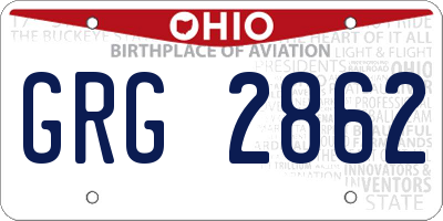 OH license plate GRG2862