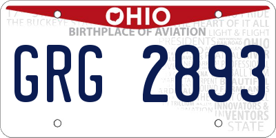 OH license plate GRG2893