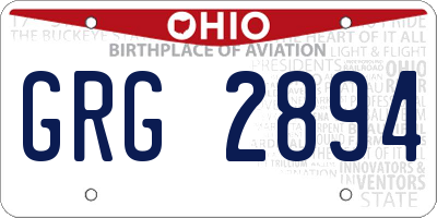 OH license plate GRG2894