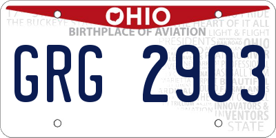 OH license plate GRG2903