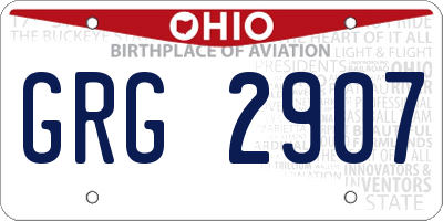 OH license plate GRG2907