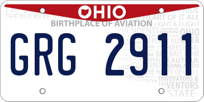 OH license plate GRG2911