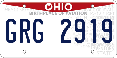 OH license plate GRG2919