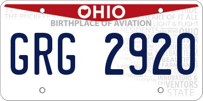 OH license plate GRG2920