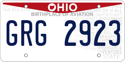 OH license plate GRG2923